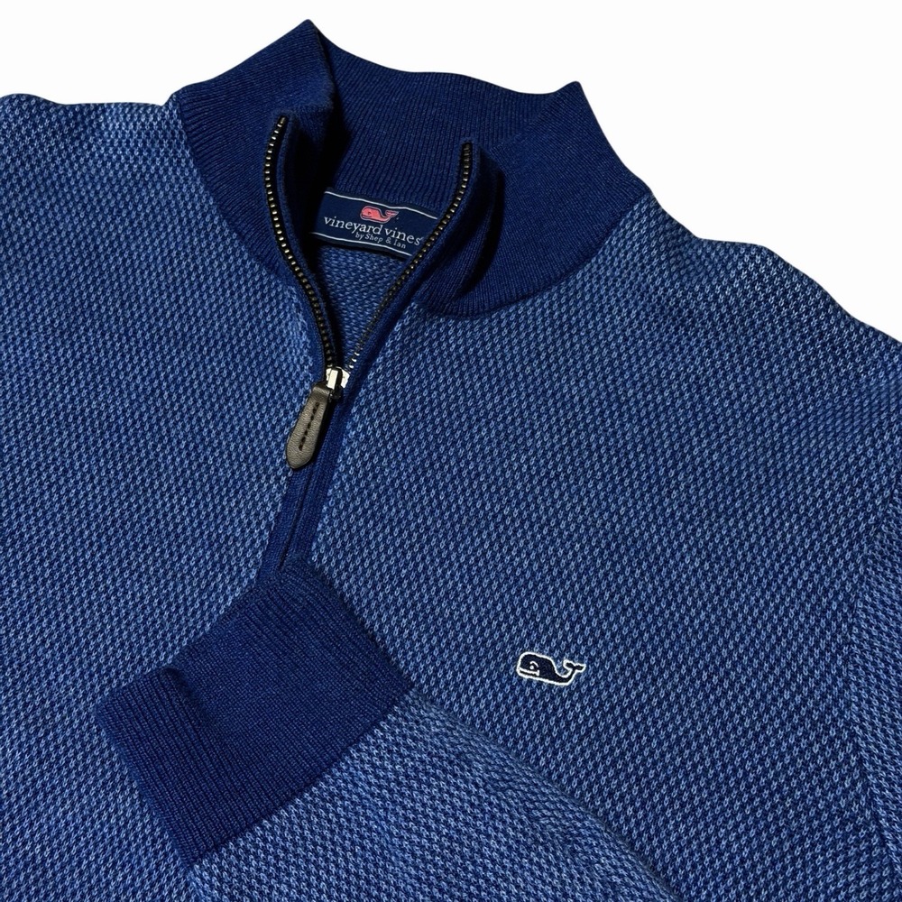Vineyard Vines Hamilton Sweater 1/2 Half-Zip Deep Bay Blue Men's Medium Whale